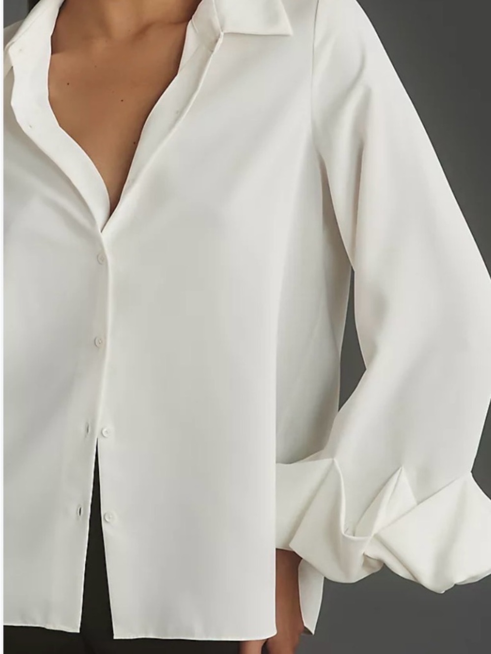 Endless Rose White Ruffle-Cuff Button Front Blouse - Picture 3 of 7